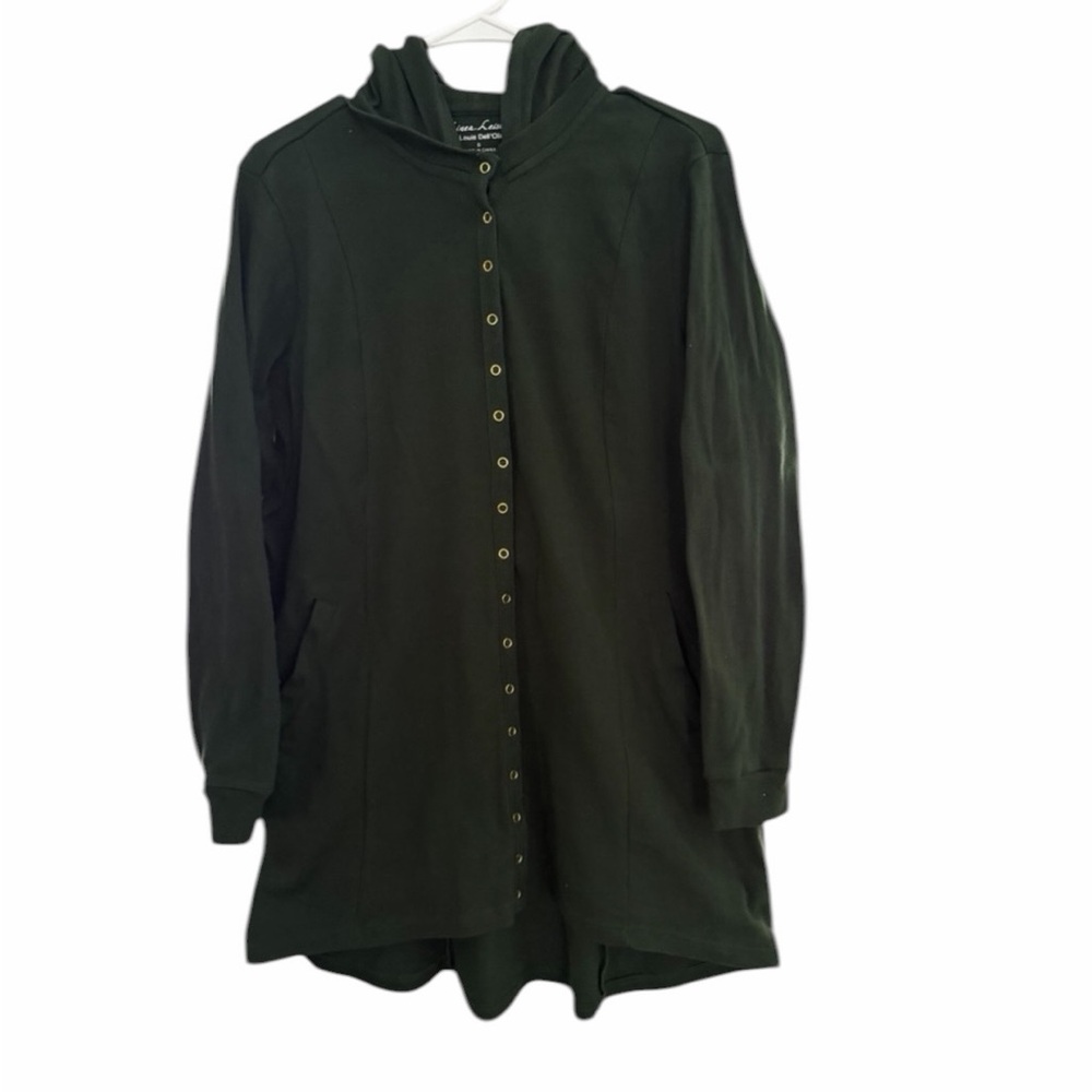 Linea Leisure Louis Dell'Olio Long Dk Green Cotton Hoodie Jacket SMALL PTP 21” - Picture 2 of 10